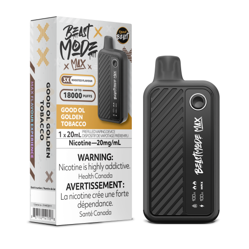 Beast Mode Max 18K Puffs- Good Ol Golden Tobacco (20mg/mL)